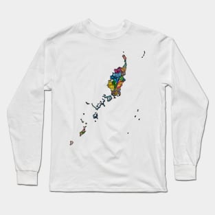 Spirograph Patterned Palau States Map Long Sleeve T-Shirt